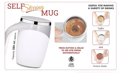 Stainless Steel Self Stirring Mug Auto Mixing Coffee Cup Cell Operated